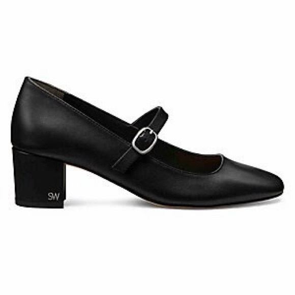 EUC Stuart Weitzman 'Louise' Black Block Heel Mary Janes Size 6